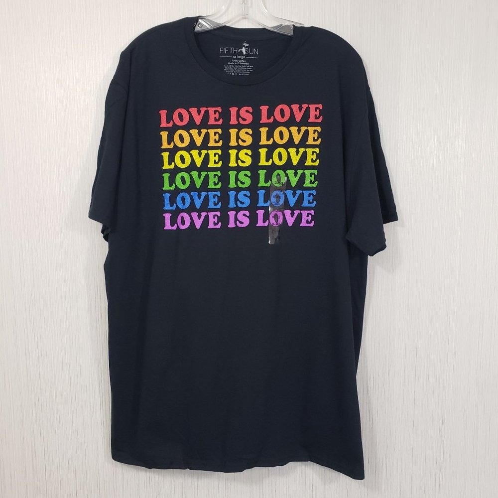 Fifth Sun NWT rainbow Love is love‎ graphic short sleeve shirt